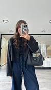 Siyah Yan Düğme Detaylı Marka Model Crop Kaşe Ceket