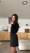 Siyah Yan Fermuarlı Mini Şort Etek