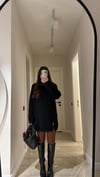 Siyah Yan Fermuarlı Triko Hırka 