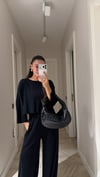 Siyah Yarasa Kol Bluz Pantolon Takım