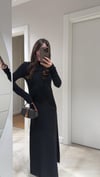 Siyah Yarım Balıkçı Yaka Uzun Kol Dilvin Elbise 