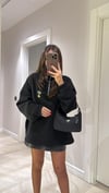 Siyah Yarım Fermuarlı Ayıcık İşlemeli Sweat 