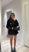 Siyah Yarım Fermuarlı Ayıcık İşlemeli Sweat 