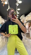 Siyah Yeşil Neon Baskılı Oversize Tshirt