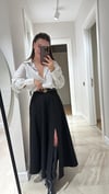 Siyah Yırtmaçlı Maxi Boy Etek 