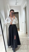 Siyah Yırtmaçlı Maxi Boy Etek 