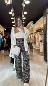 Siyah Zebra Desen Bol Paça Pantolon 