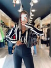 Siyah Zebra Desen Vatkalı Hırka 