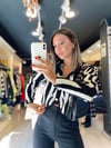 Siyah Zebra Desen Vatkalı Hırka 