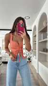 Somon Kare Yaka Ön Bağlamalı Bluz 