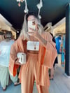 Somon Renk Kimono Keten takım 