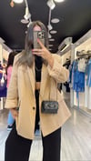 Sütlü Kahve Keten Blazer Ceket 