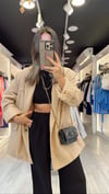 Sütlü Kahve Keten Blazer Ceket 