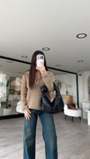 Sütlü Kahve Polo Yaka Ajurlu Ravi Bluz 