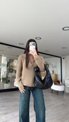 Sütlü Kahve Polo Yaka Ajurlu Ravi Bluz 