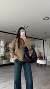 Sütlü Kahve Polo Yaka Ajurlu Ravi Bluz 