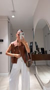 Taba Yandan Fermuarlı Deri Yelek