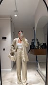 Taş Arka Lastikli Bol Paça Keten Pantolon 