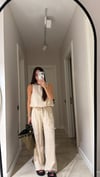 Taş Balon Model Keten Bluz Takım 