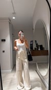 Taş Bel Bağcıklı Bol Paça Keten Pantolon