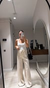 Taş Bel Bağcıklı Bol Paça Keten Pantolon