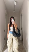 Taş Bel Denim Garnili Kargo Pantolon