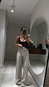 Taş Beli Lastikli Ön Dikiş Detaylı Bol Pantolon