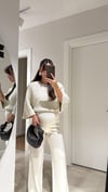 Taş Bisiklet Yaka Kısa Kol Marka Model Crop Kazak