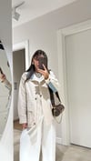 Taş Denim Detaylı Ön Düğmeli Trenç