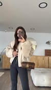 Bej Fermuarlı Cepli Bomber Ceket 