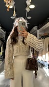 Taş Gold Pullu Şeritli Crop Kazak
