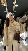Taş Gold Pullu Şeritli Crop Kazak