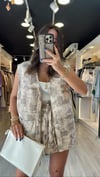 Taş Haki Batik Desenli Ön Cepli Etek 