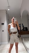 Taş Kemerli Keten Şort
