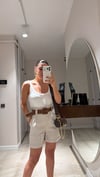 Taş Kemerli Keten Şort