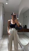 Taş Paça Düğmeli Keten Şalvar Pantolon
