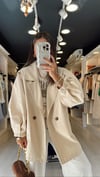 Taş Renk Balon Kol Oversize Ceket 