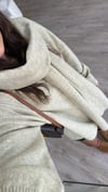 Taş Renk Bisiklet Yaka Atkılı Oversize Kazak