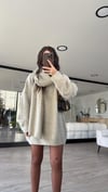 Taş Renk Bisiklet Yaka Atkılı Oversize Kazak