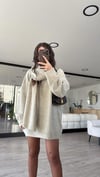 Taş Renk Bisiklet Yaka Atkılı Oversize Kazak
