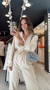 Taş Renk Düğme Detaylı Oversize Keten Gömlek