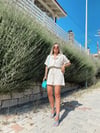 Taş Renk Kısa Kollu Şortlu Keten Takım 
