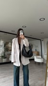 Taş Renk Krem Düğmeli Vatkalı Blazer Ceket
