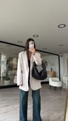 Taş Renk Krem Düğmeli Vatkalı Blazer Ceket