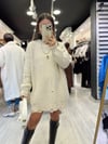 Taş Renk Yırtık Detaylı Oversize Kazak