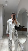 Taş Siyah İşlemeli Keten Blazer Ceket 