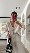 Taş V Yaka Tensel Kumaş Oversize Gömlek 