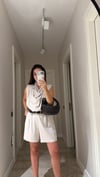 Taş Yaka Düğmeli Kemerli Şort Tulum