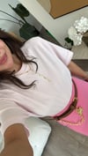 Toz Pembe Bisiklet Yaka Marka Model Basic Tişört