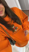 Turuncu Ayıcık Baskılı Yazılı Sweat 